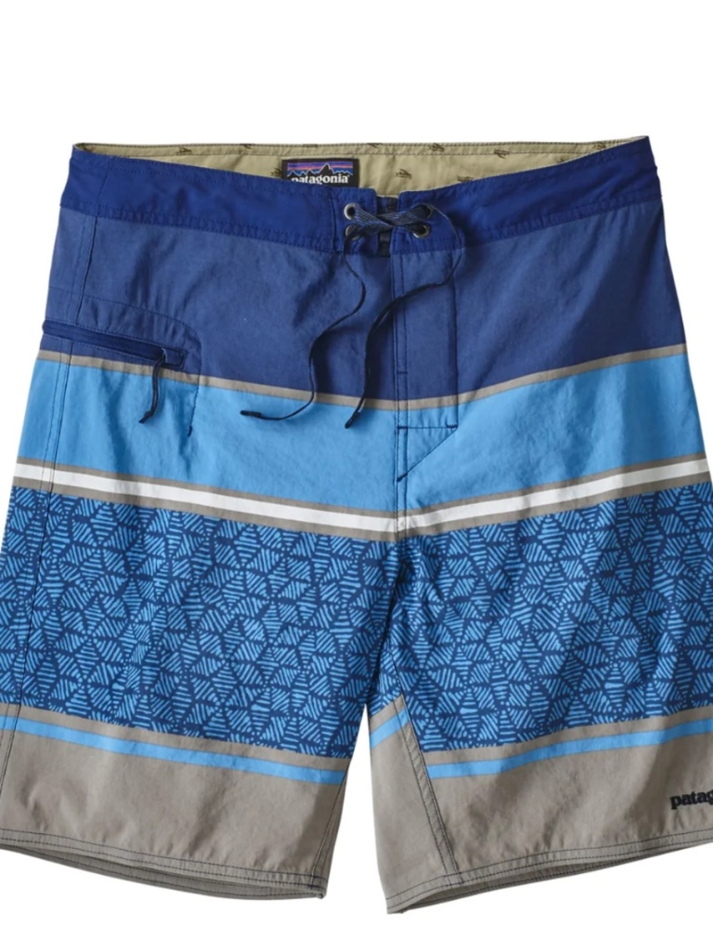 Patagonia M's Wavefarer® Boardshorts in Batik Hex Stripe: Superior Blue